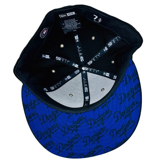 New Era 59Fifty MLB Los Angeles Dodgers Baseball Cap Fitted Black Mens 7 3/8 - Picture 7 of 9